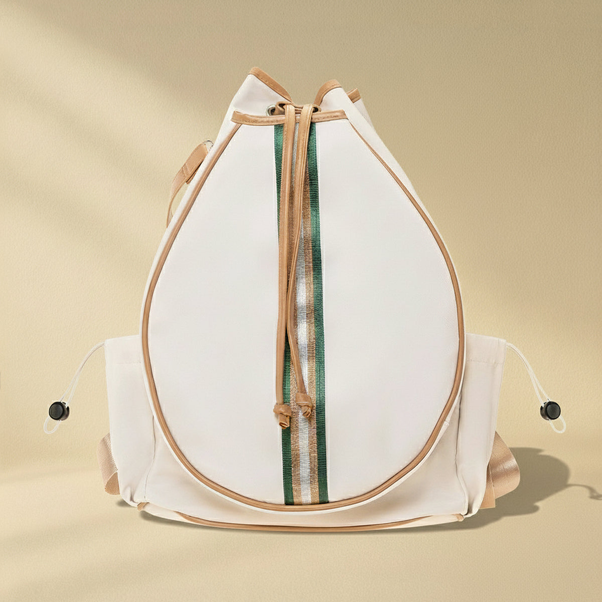 Tennis Convertible Backpack - Beige/Gold Green