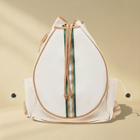 Tennis Convertible Backpack - Beige/Gold Green