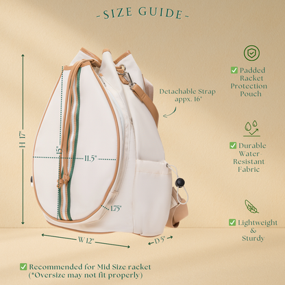 Tennis Convertible Backpack - Beige/Green Stripe