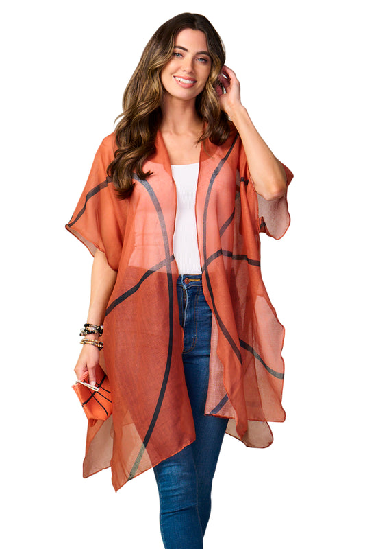 Basketball Game Day Shirt Kimono Cardigan - Open Shawl Blouse Cover Up for Sports Fan, Mom, Team Gift