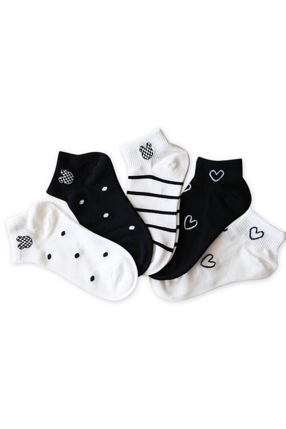 Cute Stripe & Heart Women's Classic Ankle Socks Set