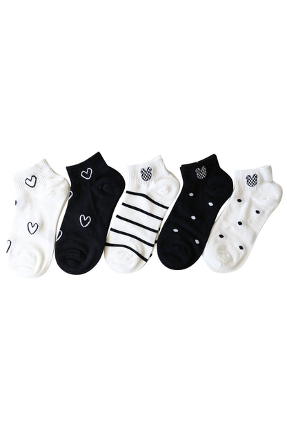 Cute Stripe & Heart Women's Classic Ankle Socks Set