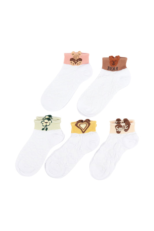 Cute Floral Colorful Women's Ankle Socks Set