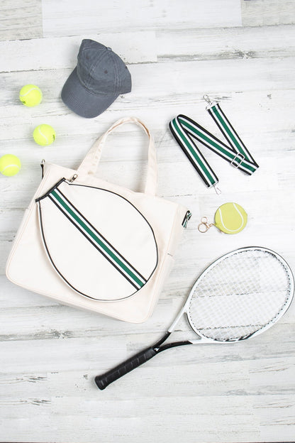 Mini Momo Tennis Bag Racket Tote Sports Racquet Bag - Tennis Bags for Women, Stripe Shoulder Strap - Group