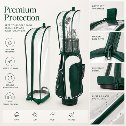 Golf Bag Cover - Clear Waterproof Hood